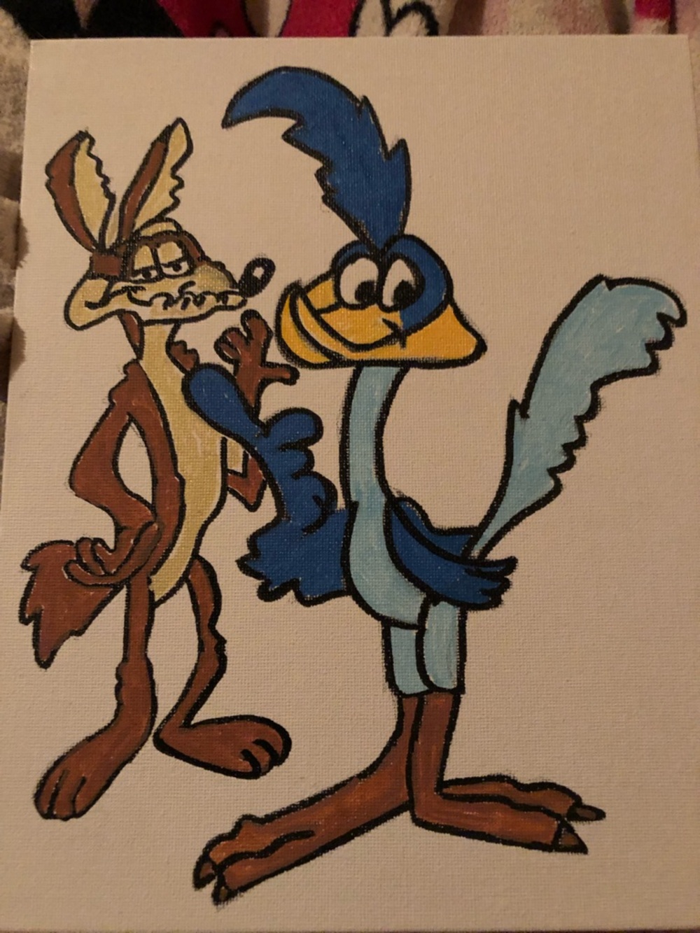 Blue & Brown Road Runner and Coyote Bird Canvas Art Print - Pets Bird